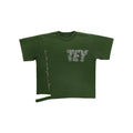 TEY CRACKED ROSES GREEN T-SHIRT