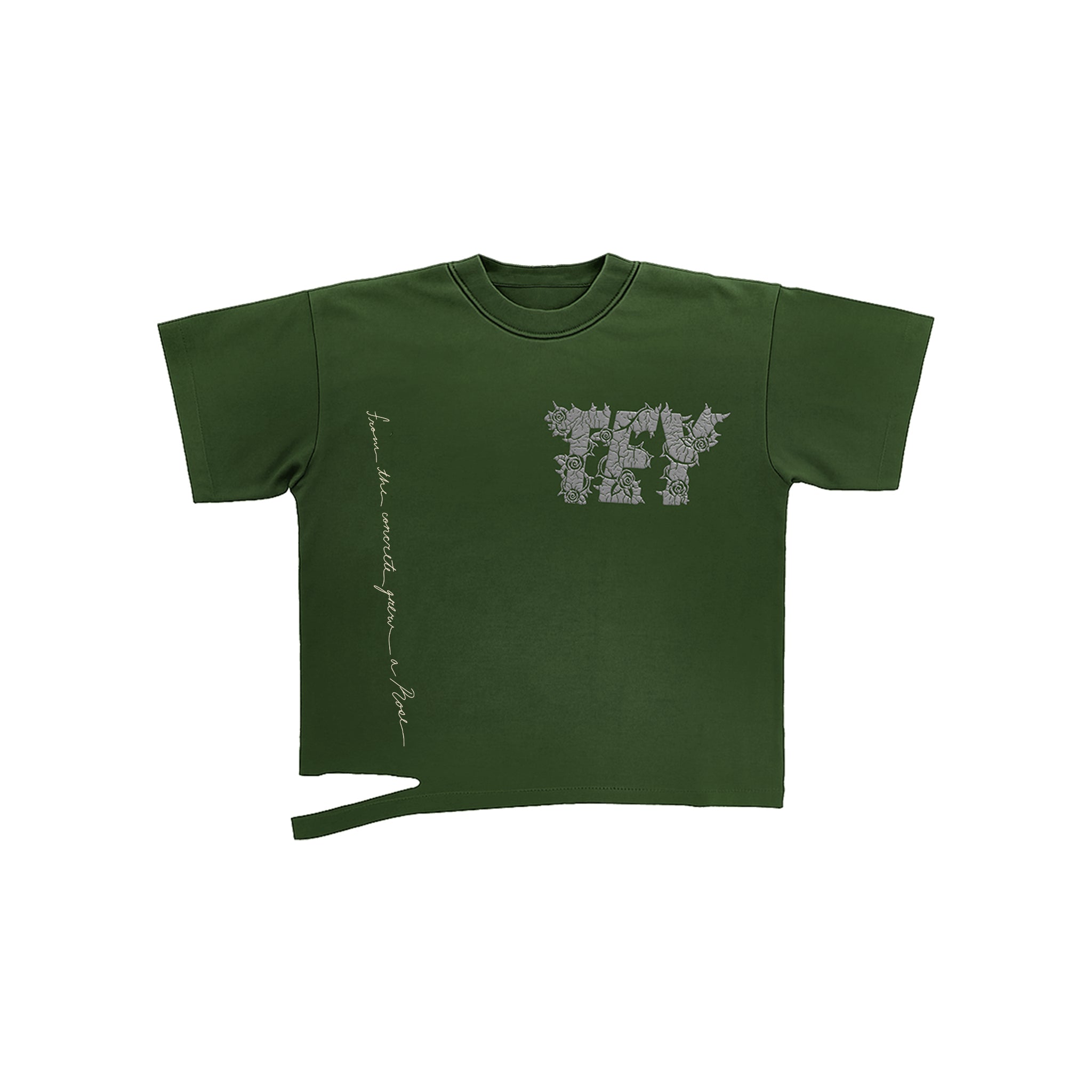 TEY CRACKED ROSES GREEN T-SHIRT